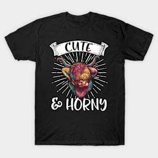 Highland Cow Highland Cattle Cute & Horny T-Shirt